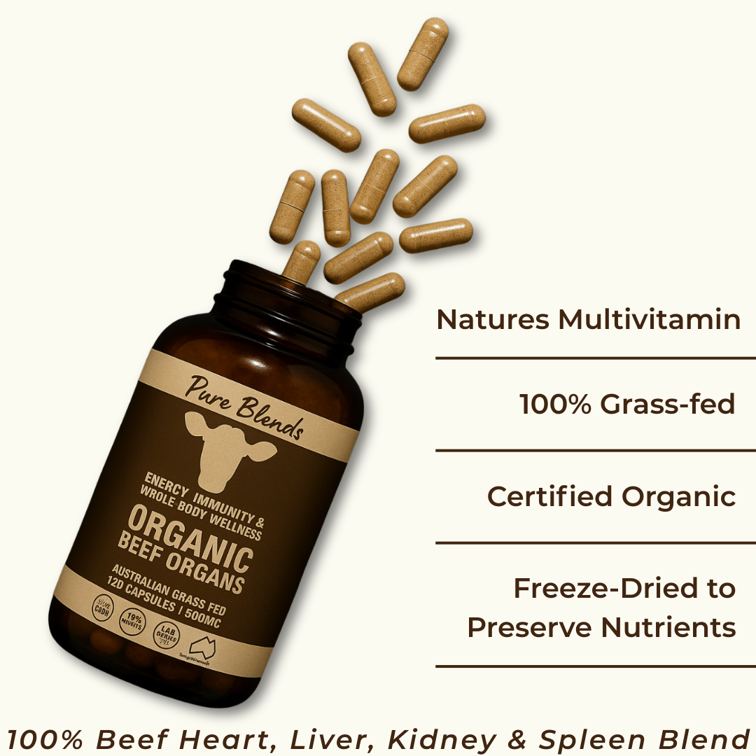 100% Australian Grass-Fed Liver, Kidney, Heart & Spleen | 120 Capsules