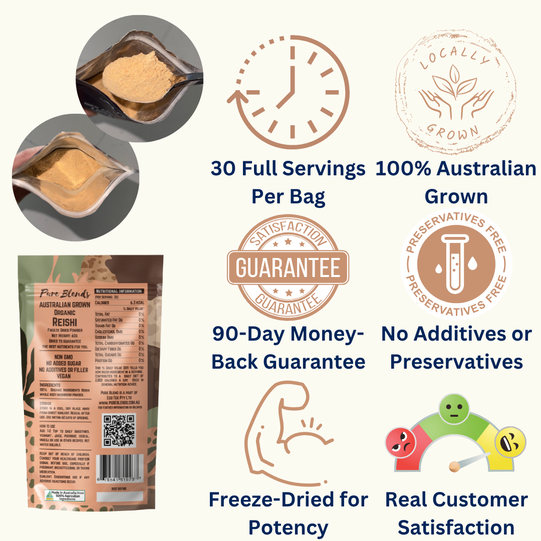 100% Australian Grown Reishi Mushroom Freeze Dried Powder
