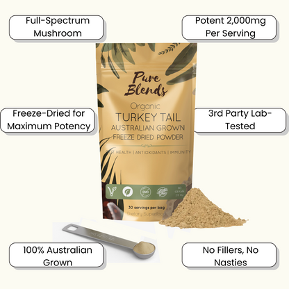 100% Australian Grown Turkey Tail Mushroom Freeze Dried Powder