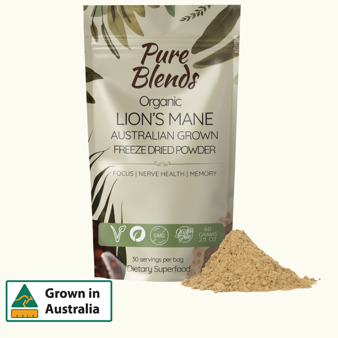 100% Australian Grown Lions Mane Mushroom Freeze Dried Powder