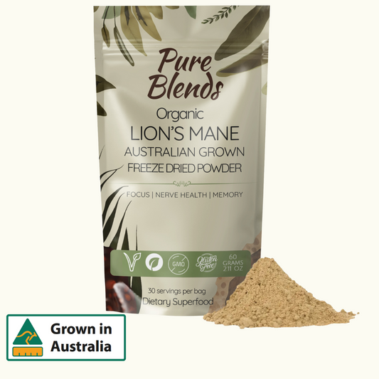 100% Australian Grown Lions Mane Mushroom Freeze Dried Powder