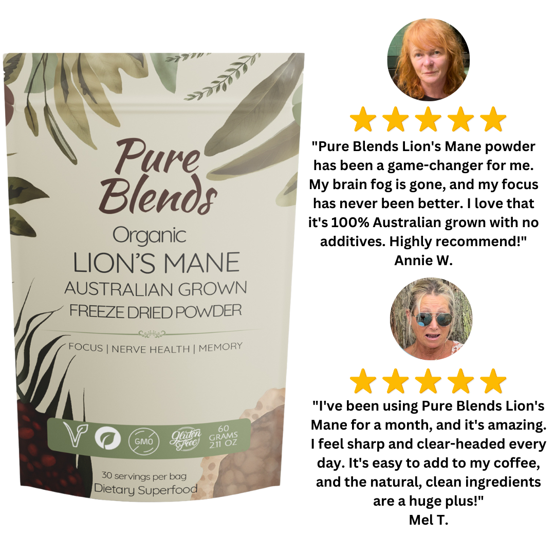 100% Australian Grown Lions Mane Mushroom Freeze Dried Powder