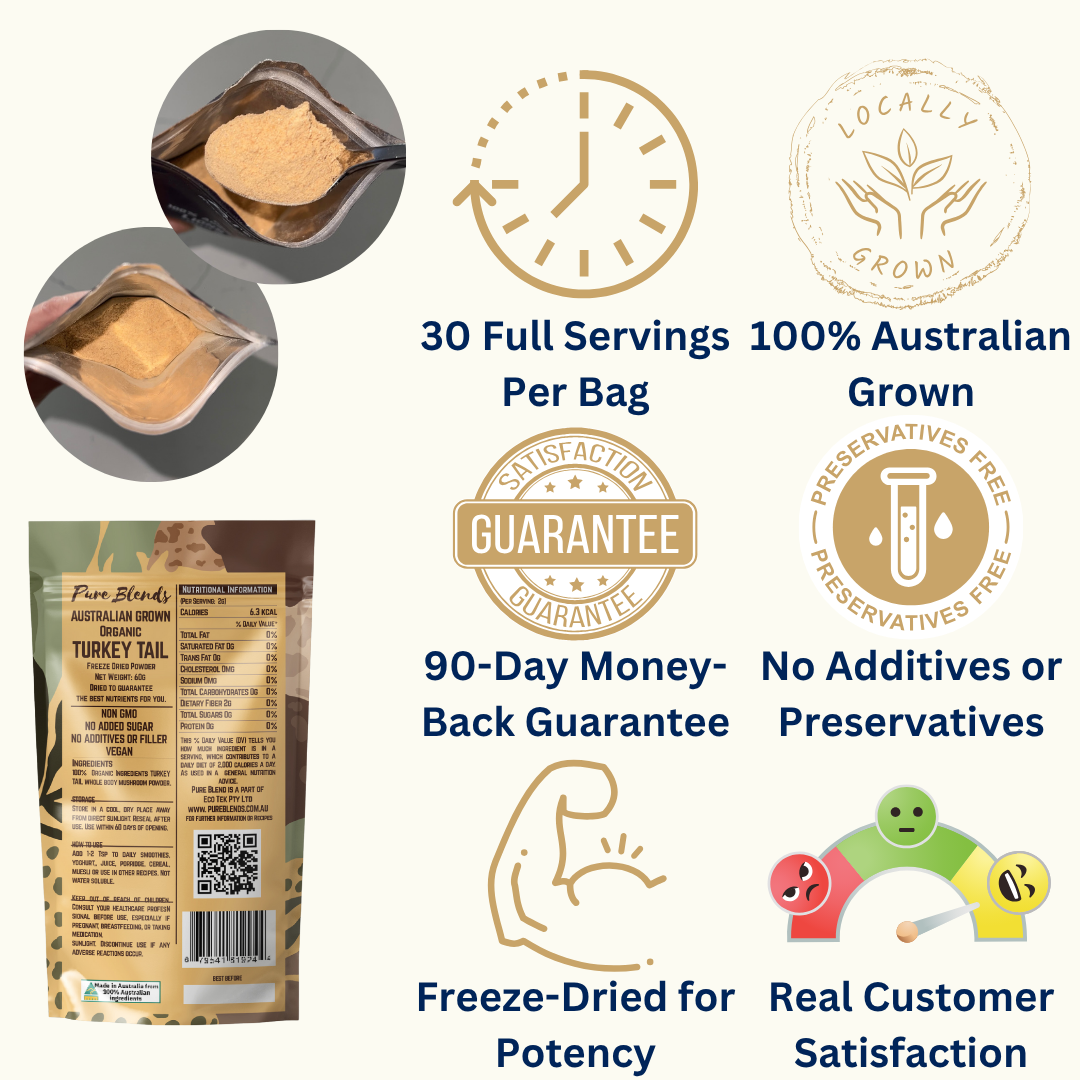 100% Australian Grown Turkey Tail Mushroom Freeze Dried Powder