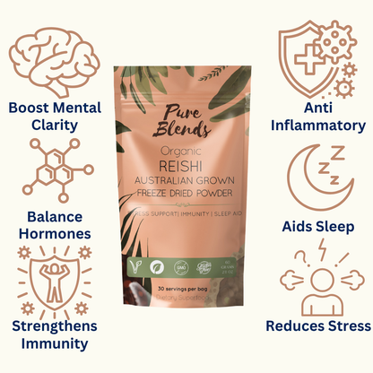 100% Australian Grown Reishi Mushroom Freeze Dried Powder