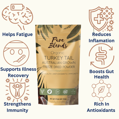 100% Australian Grown Turkey Tail Mushroom Freeze Dried Powder