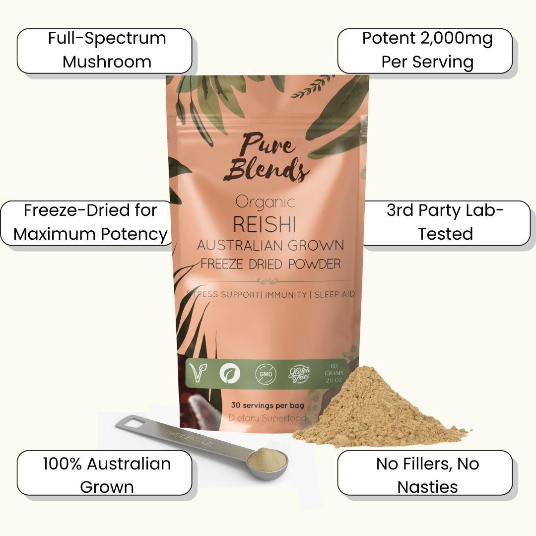 100% Australian Grown Reishi Mushroom Freeze Dried Powder