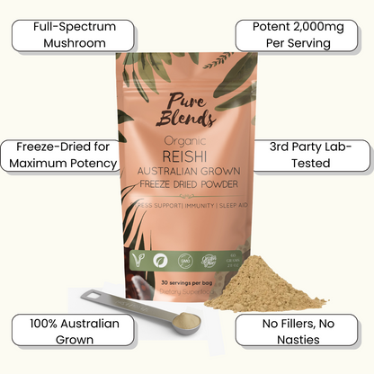 100% Australian Grown Reishi Mushroom Freeze Dried Powder