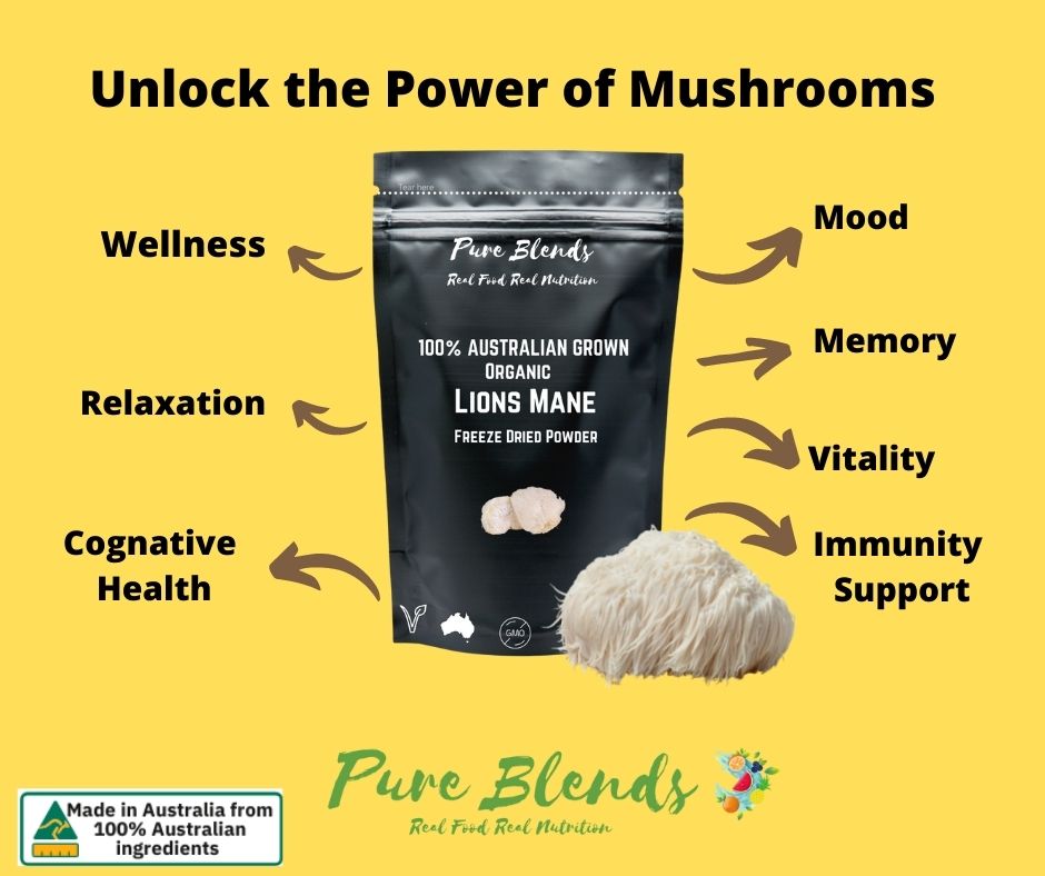 100% Australian Grown Lions Mane Mushroom Freeze Dried Powder