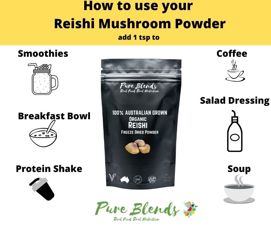 100% Australian Grown Reishi Mushroom Freeze Dried Powder